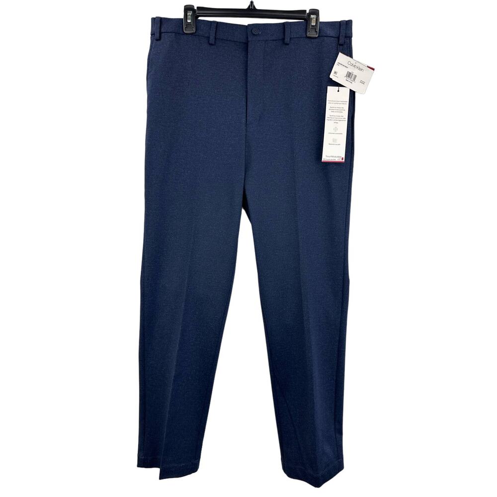 Calvin Klein Men's Knit Slim-Fit Suit Separate Pants, Navy, 36Wx30L